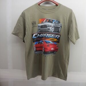 Dodge Charger Hemi Muscle Graphic T-Shirt Mens Medium Green Car Tee 2000s